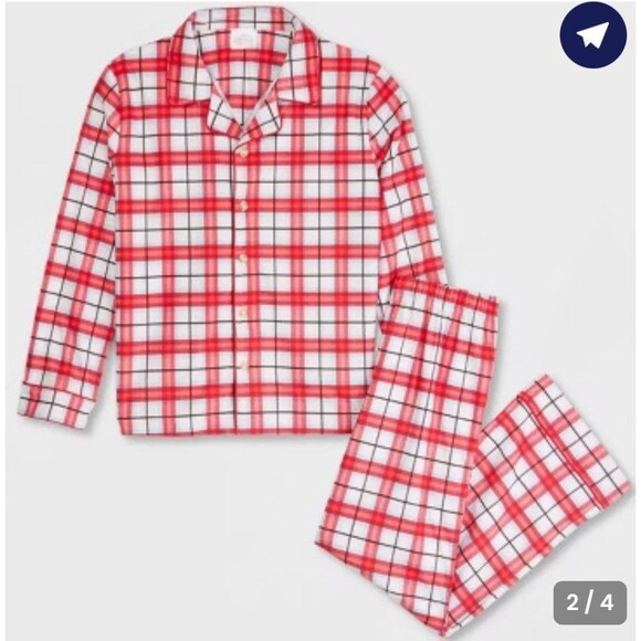 Wondershop Pajama Set Kids Small Multicolor Plaid 2 Piece Family Sleep Set NWT - Picture 5 of 6